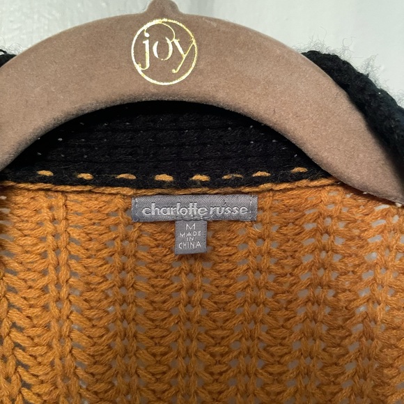 Charlotte Russe mustard, white, and black cardigan - Picture 4 of 4